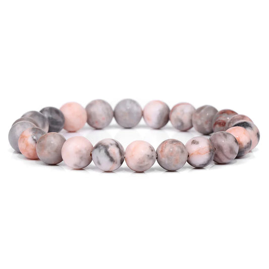 Luckacco Fashion Natural Stone Pink Angelite Beads Bracelet 8mm Sunstone Beaded Energy Yoga Bracelet Jewelry for Women Handmade Gifts