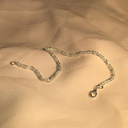 Luckacco S925 Sterling Silver Necklace 2mm Sparkling Collarbone, Sweater Chain, High Charm Jewelry Gift Women
