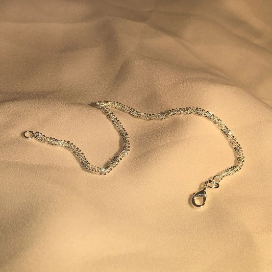 Luckacco S925 Sterling Silver Necklace 2mm Sparkling Collarbone, Sweater Chain, High Charm Jewelry Gift Women