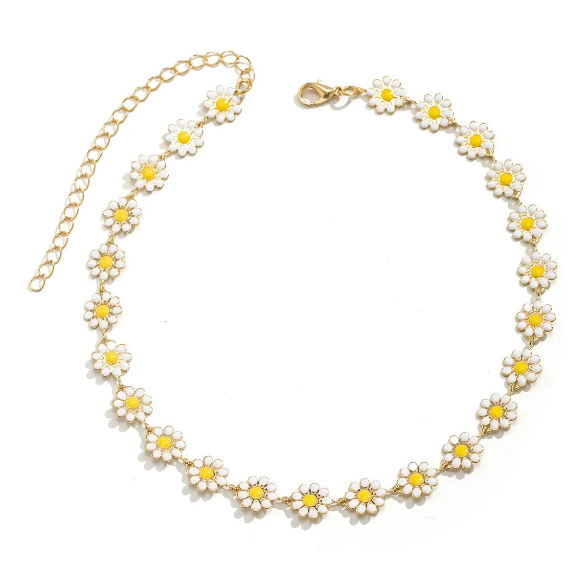 luckacco kpop flower daisy clavicle chain necklace for women wed summer sweet short choker fashion statement jewelry gift y2k accessories