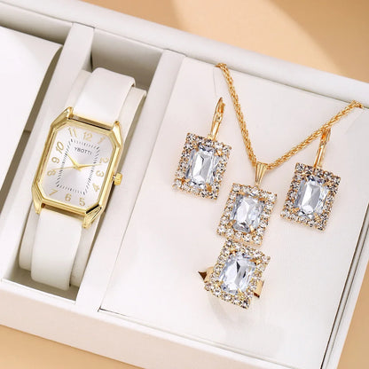 Luckacco 6/5/1PCS Luxury Fashion Square Women's Watches Brand Ladies Quartz Wristwatch Jewelry Set Classic Simple Femme Relogio Feminino