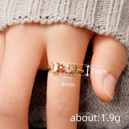 Luckacco 2025 New High End Personalized Geometric Ring Light Luxury Style Simple and Colorful Zircon Fashion Elegant Jewelry