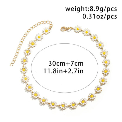 Luckacco Kpop Flower Daisy Clavicle Chain Necklace for Women Wed Summer Sweet Short Choker Fashion Statement Jewelry Gift Y2K Accessories