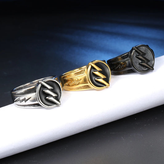 Luckacco Men's ring 316L stainless steel ring hip-hop lightning classic friends lovers jewelry best gift wholesale