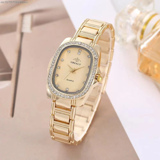 Luckacco Luxury 2025 Women's Simple Quartz Watch Casual Green Diamond Set design Female Dress stainless steel bracelet clock Watches