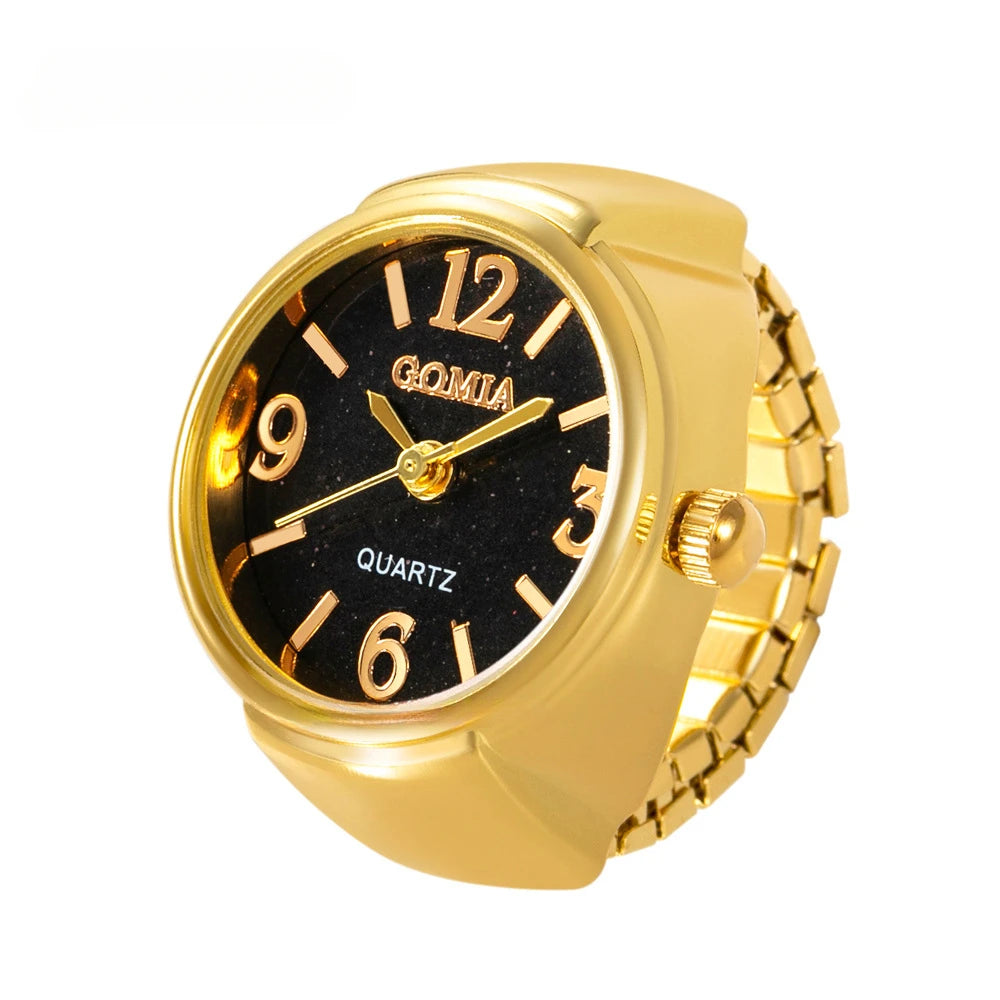 luckacco couple finger watch ring vintage punk elastic alloy band men women jewelry clock roman numerals dial 28style mini quartz watches