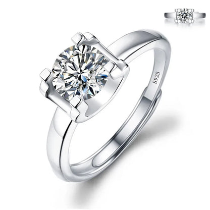 Luckacco Never Fade Luxury Classic 18K White Gold Color Ring Solitaire 2 Carat Zirconia Diamant Wedding Band Women Jewelry Accessories