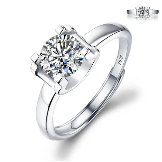 Luckacco Never Fade Luxury Classic 18K White Gold Color Ring Solitaire 2 Carat Zirconia Diamant Wedding Band Women Jewelry Accessories