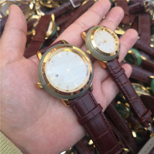 Luckacco Natural Green Men'S And Women'S Hetian White Jade Watch