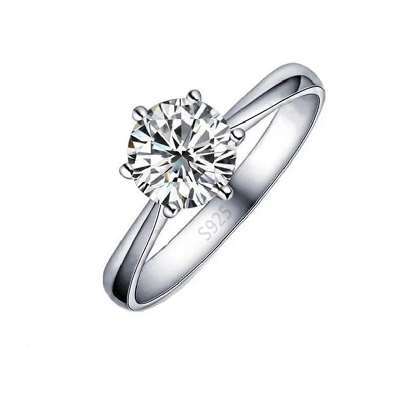 luckacco elegant classic real 925 sterling silver finger rings jewelry crystal cubic zircons 6 claws women wedding anillos