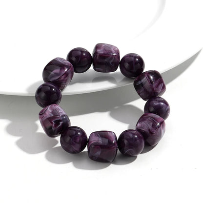Luckacco Acrylic Chunky Irregular Square Round Beaded Bracelet for Women European and American Simple Bracelet Fashion Hand Accessories
