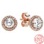 Sparkling 925 Sterling Silver Heart Shaped Rose Gold Diamond Romantic Stud Earrings Fashion Ladies Hoop Earrings - luckacco