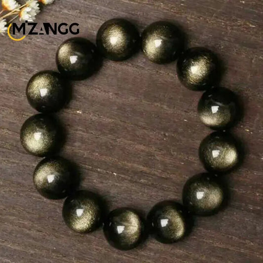 Luckacco Natural Silver Obsidian Bracelet Men's and Women's Models Double Cat Eyes Silver Obsidian Gold Obsidian Lucky Amulet Hand String