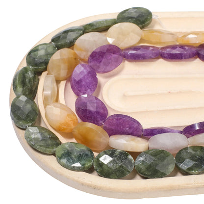 Luckacco AAA Natural Stone Multicolor Faceted Oval Stone Beads 18x13mm Loose Spacer Beads For Jewelry Making DIY Necklace Earrings Gifts