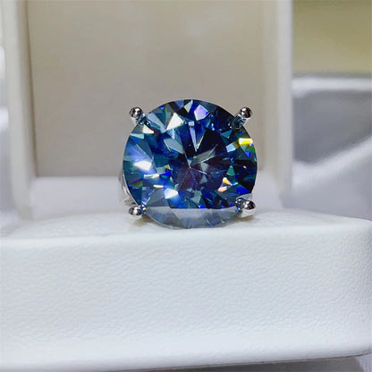 Luckacco Solitaire Huge 20Ct Blue Moissanite Diamond Ring 925 Sterling Silver Party Wedding Band Rings for Women Men Engagement Jewelry