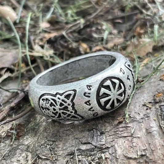 Luckacco Nostalgia Kolovrat Amulet Symbol Slavic Mens Signet Rings Goth Wicca Vintage Ring