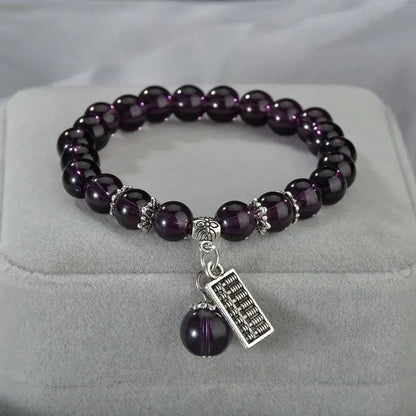 Luckacco Natural Stone Agate Amethyst Abacus Beaded Bracelet Men and Women Magnetic Health Protection Fashion Jewelry Gifts