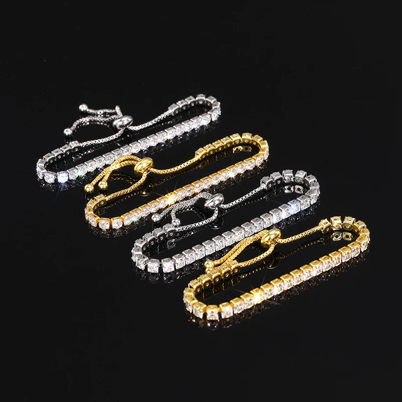 luckacco daily picks adjustable draw bracelet for women full bling crystal cubic zirconia exquisite female hand accessories statement jewelry