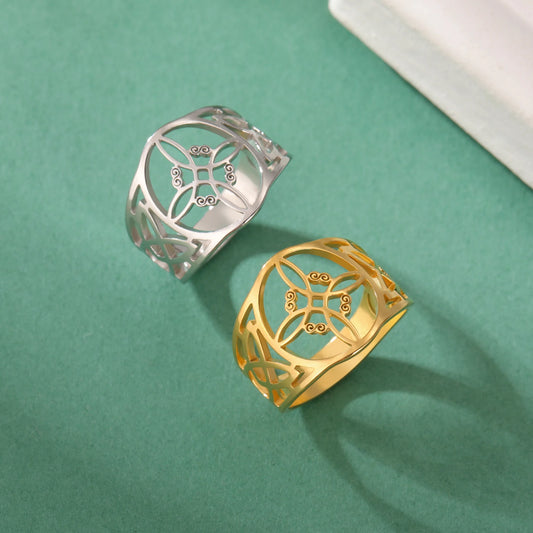 Luckacco Skyrim Witch Knot Ring Women Men Stainless Steel Finger Rings Witchcraft Wicca Triquetra Celtics Knot Amulet Jewelry Gift