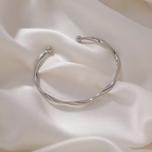 Luckacco 925 Sterling Silver Pearl Beads Bracelet for Women Girls Vintage Irregular Metal Charm Bangles Luxury Fashion Party Jewelry Gift