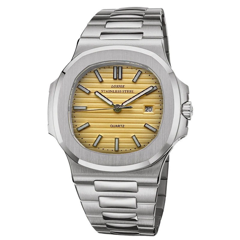 luckacco lgxige top luxury brand japan quartz watches men stainless steel military watch causal fashion business clock male wristwatch