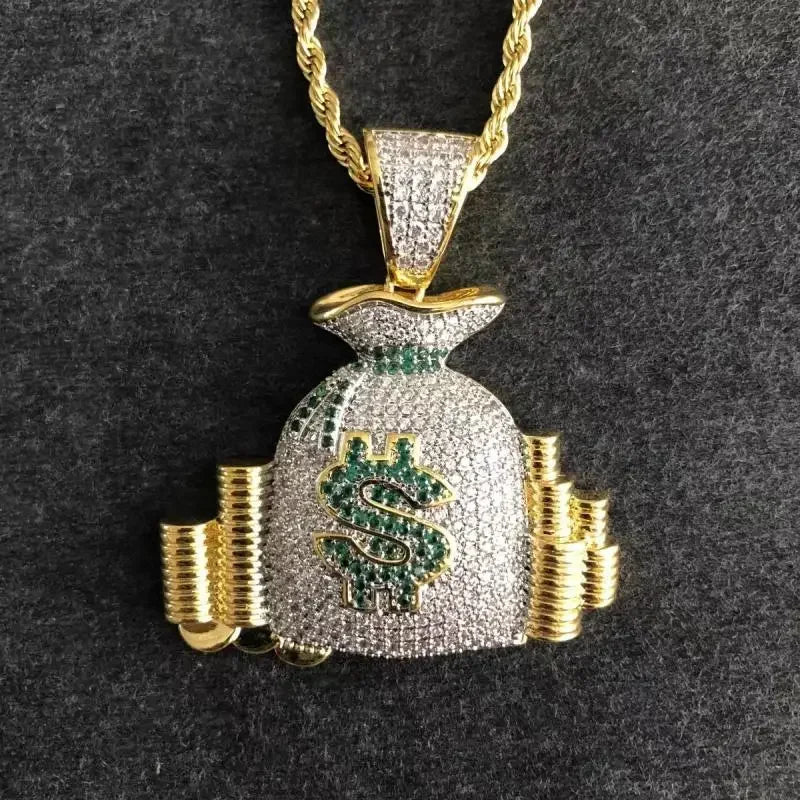 luckacco hip hop ice out zircon letter otf letter pendant necklace for men and women fashion rock party jewelry gift