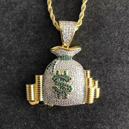 Luckacco Hip Hop Ice Out Zircon Letter Otf Letter Pendant Necklace for Men and Women Fashion Rock Party Jewelry Gift