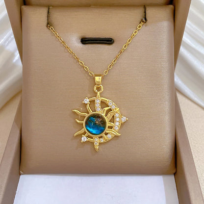 Luckacco Light Luxury Titanium Steel Star Series Necklace for Women Gold Color Planet Moon Astronaut Pendant Necklaces Jewelry Gifts