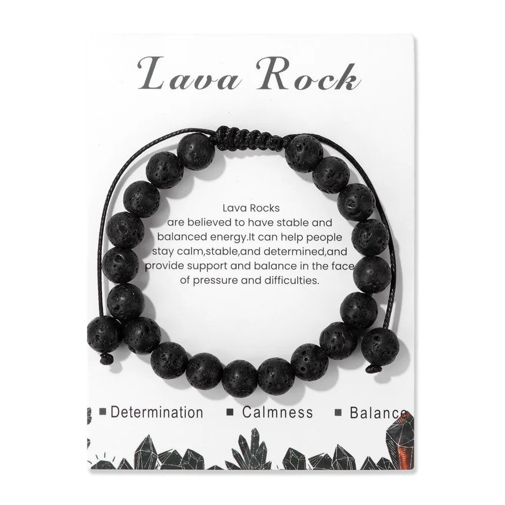 luckacco adjustable healing amethysts bracelets for women men natural stone 8mm beads braided bracelet stress relief anxiety jewelry