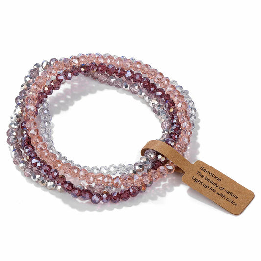 Luckacco Handmade Women Crystal Beaded Bracelet Set 3x4mm Round Glass Beads Stretch Bracelets Female Girls Boho Bangles Jewelry Gift