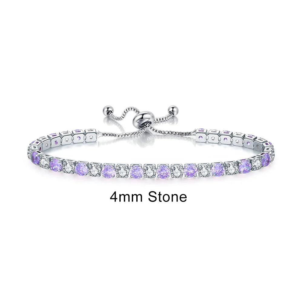 luckacco adjustable multicolor tennis bracelets for women ladies wedding rainbow colorful zircon charm bracelet hand chain jewelry dzh043
