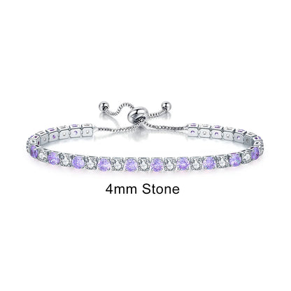 Luckacco Adjustable Multicolor Tennis Bracelets For Women Ladies Wedding Rainbow Colorful Zircon Charm Bracelet Hand Chain Jewelry DZH043
