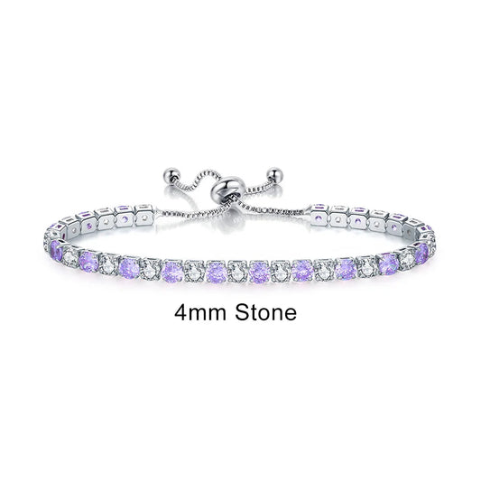 Luckacco Adjustable Multicolor Tennis Bracelets For Women Ladies Wedding Rainbow Colorful Zircon Charm Bracelet Hand Chain Jewelry DZH043