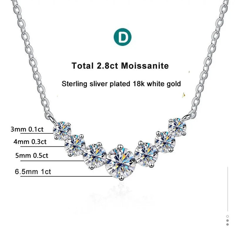 luckacco moissanite necklace for woman wedding fine jewely with certificates 925 sterling sliver plated 18k white gold necklace