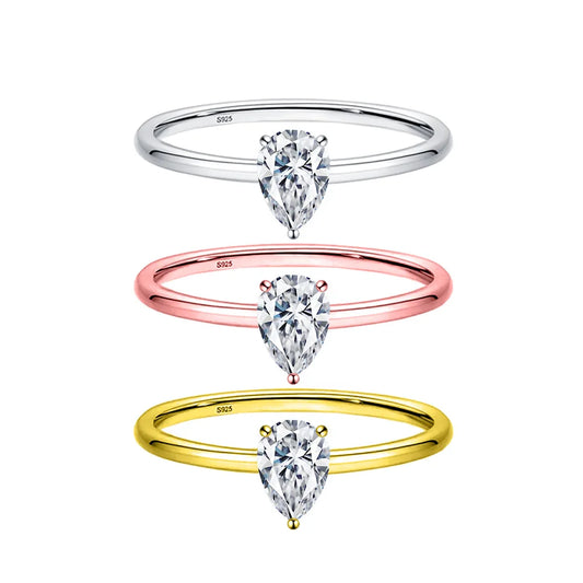 Luckacco Simple Fine Rea D Color Moissanite Diamond Ring 925 Sterling Silver Party Wedding Band Rings for Women Engagement Jewelry