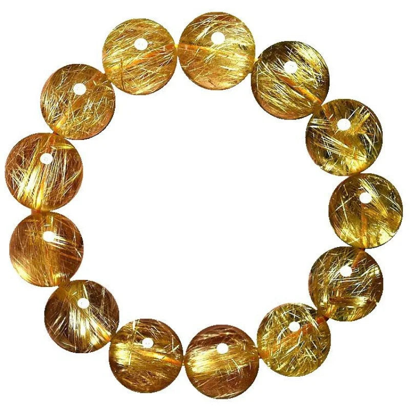luckacco brazilian golden full women yellow rutilated quartz bracelet for men gold titaniu
