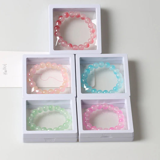 Luckacco Quartz Crystal Pink Powder Crystal Quartz Natural Stone Streche Bracelet Elastic Cord Pulserase Jewelry Beads Lovers Woman Gift