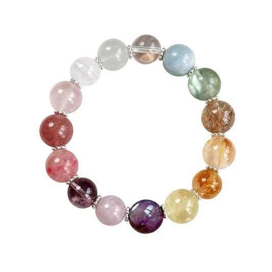 Luckacco Colorful Crystal Multi Treasure Bracelet for Women's Summer Fashion Vintage Exquisite Beautiful All-match Jewelry Gift