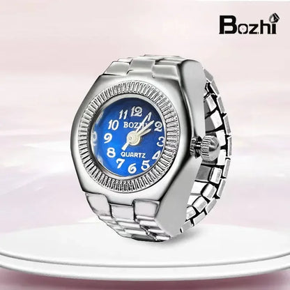 Luckacco Vintage Punk Quartz Finger Watch Ring for Women Men Couple Rings Digital Watches Elastic Stretchy Finger Band Ring Jewelry Clock