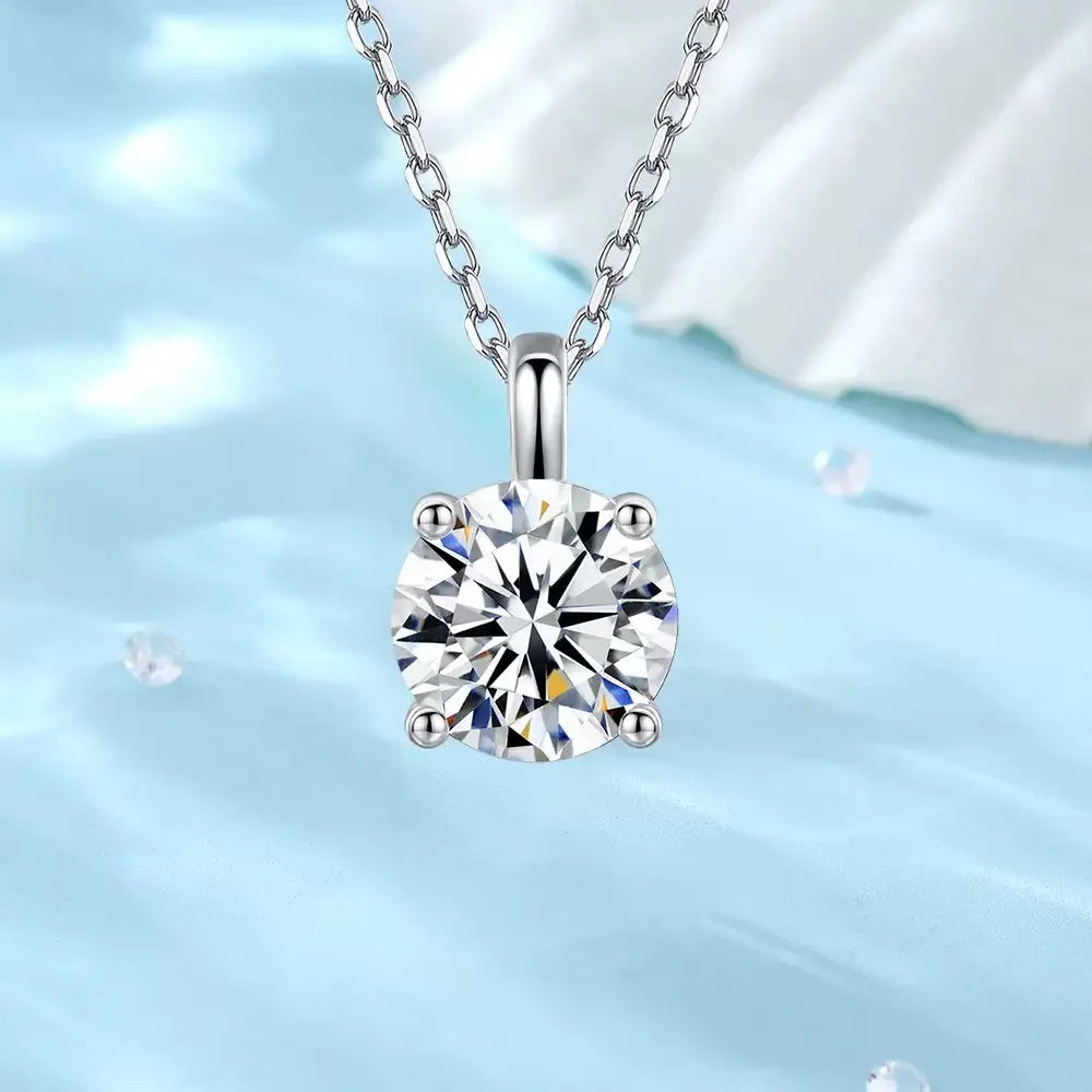 luckacco lihong classic women's necklace aaaaa zirconia 1ct four prong 925 sterling silver pendant luxury fine jewelry
