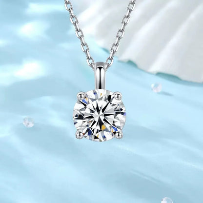 Luckacco Lihong Classic Women's Necklace AAAAA Zirconia 1ct Four Prong 925 Sterling Silver Pendant Luxury Fine Jewelry