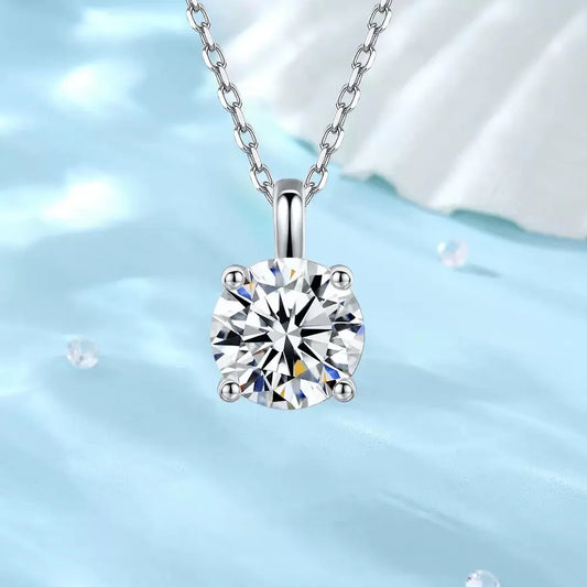 Luckacco Lihong Classic Women's Necklace AAAAA Zirconia 1ct Four Prong 925 Sterling Silver Pendant Luxury Fine Jewelry
