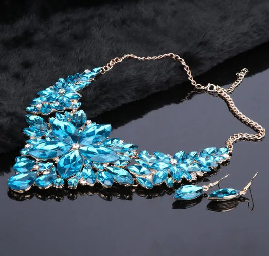 Luckacco Fashion Crystal Jewelry Sets Bridal Necklace Earrings Sets Wedding Party Jewelery Dress Jewellery Decoration Accessories