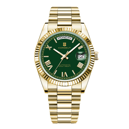Luckacco CORGEUT New Color 36/39mm Dial Man watch Week Date Calendar Type Watch Sapphire Luxury Mechanical Steel Clock waterproof
