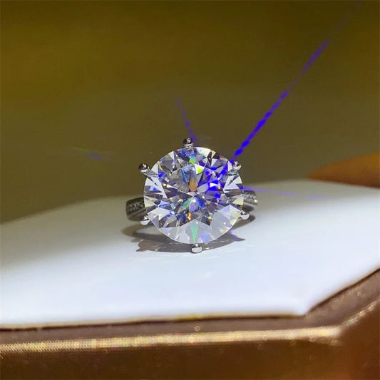 Luckacco Certificate 5/10Ct D Color Moissanite Diamond Ring 925 Sterling Silver Party Wedding Band Rings for Women Engagement Jewelry