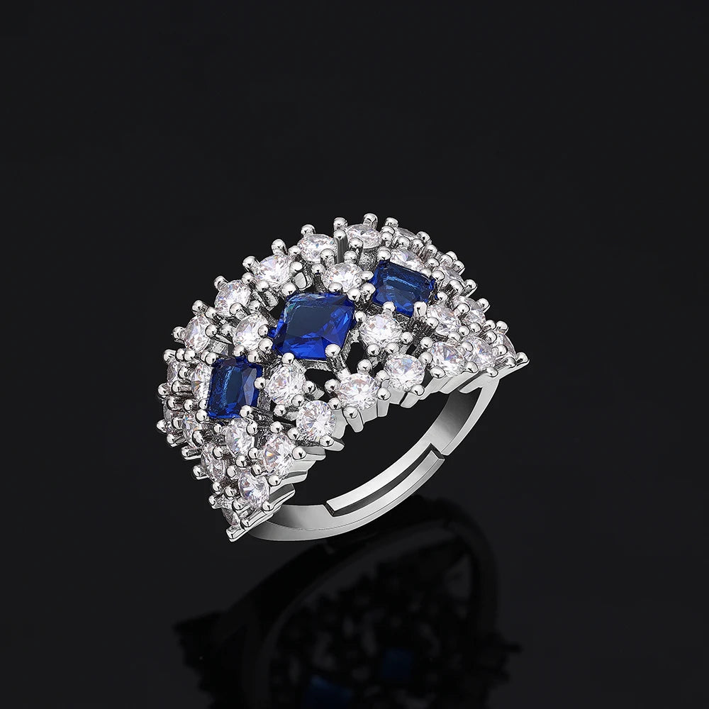 luckacco 2025 new 4-piece ring cubic zirconia bridal wedding jewelry set, dubai nigeria crystal wedding jewelry set