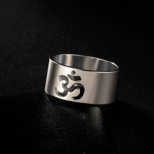 Luckacco Lemegeton Buddhist Indian Yoga Om Women's Logo Ring Men's Charm Stainless Steel Ultra Natural Jewelry Party Gift