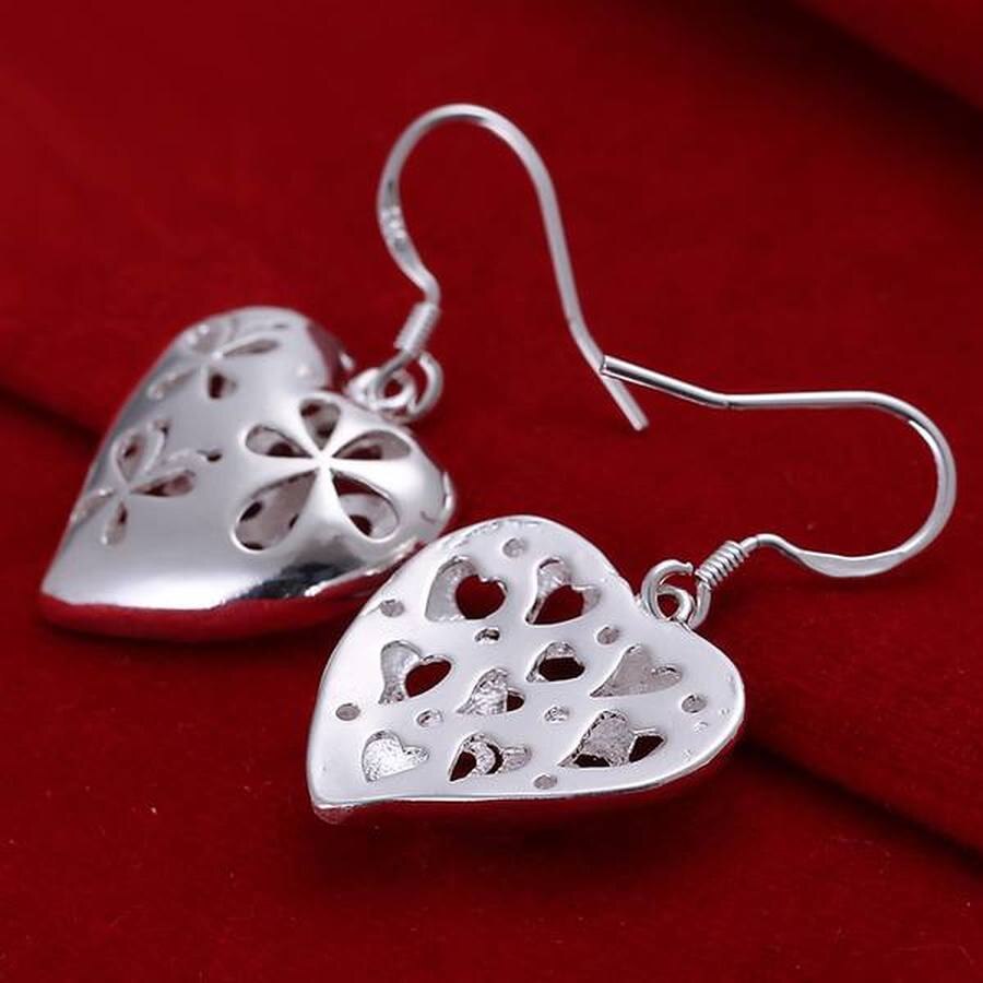 925 Stamp Silver Earring wedding women charm  heart design lovely nice valentine gift High quality Jewelry free shipping - luckacco
