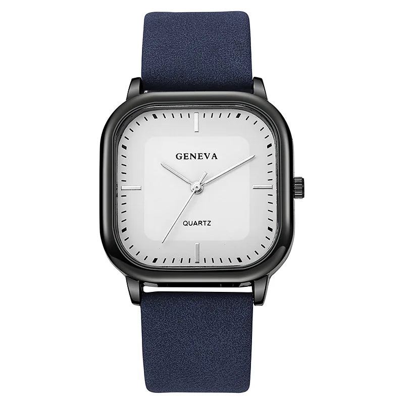 luckacco fashion square dial men watch minimalist casual leather strap quartz wristwatch man clock relogios masculino (without box)