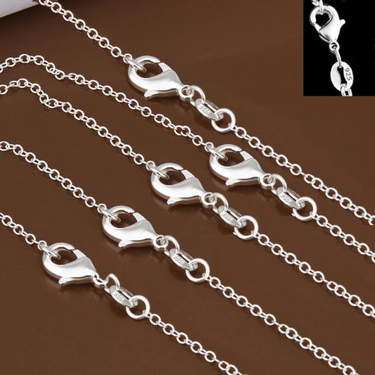 Luckacco wholesale 5pcs/lot 925 Sterling Silver Chain necklace,Fashion Men/Women DIY Jewelry Rolo Chain 1mm Necklace 16 18 20 22 24"